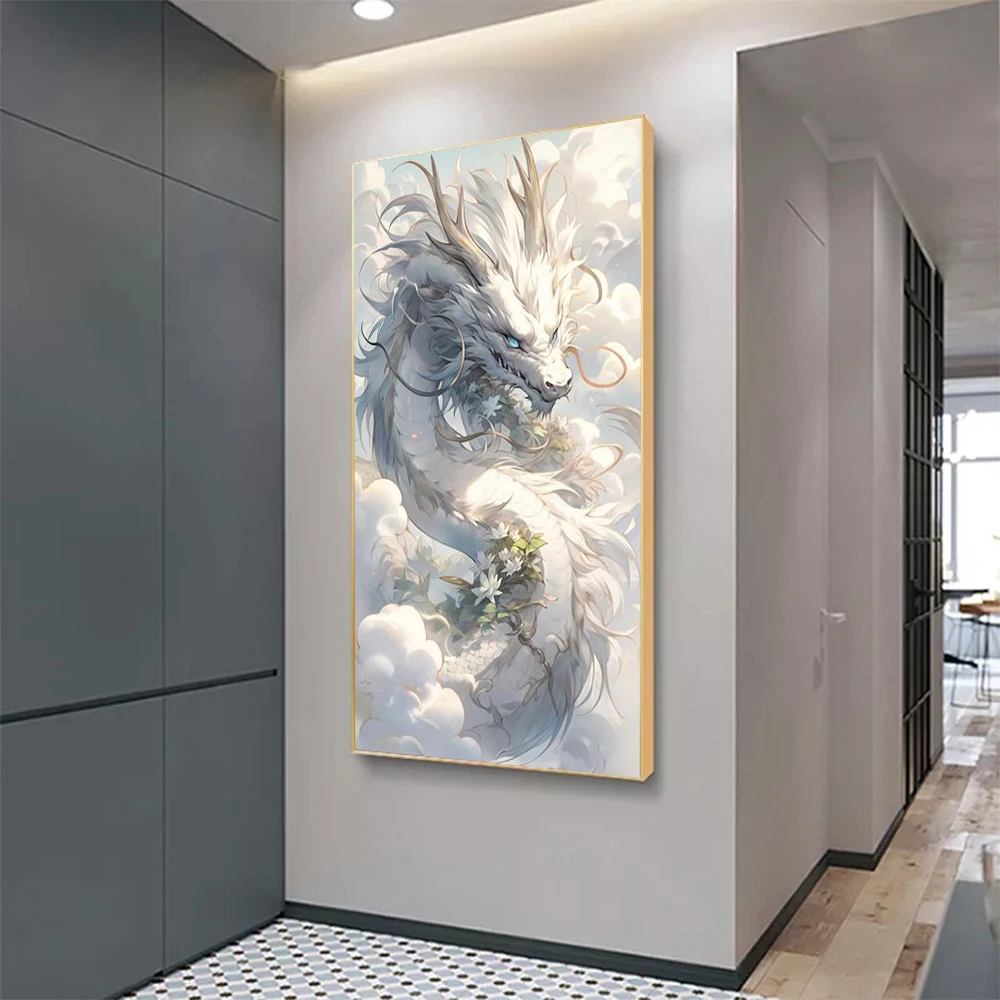 

Chinese Dragons Fly in the Clouds Abstract Art Canvas Paintings Wall Art Poster Print Art for Living Room Modern Home Decor