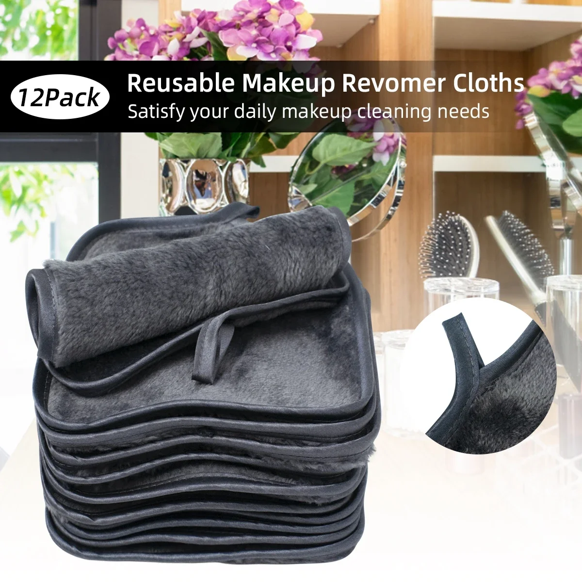 12 個メイク落としパッド再利用可能なフェイシャルパッドメイク消しゴムマイクロファイバーフェイシャルタオルフェイスクリーナークリーニングワイプスキンケア美容