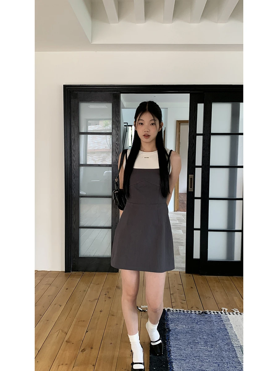 Ele Red Dr femmes Strapl Tea Break conception Unique ature minceur jupe taille haute a-ligne Simple Sle été Dr