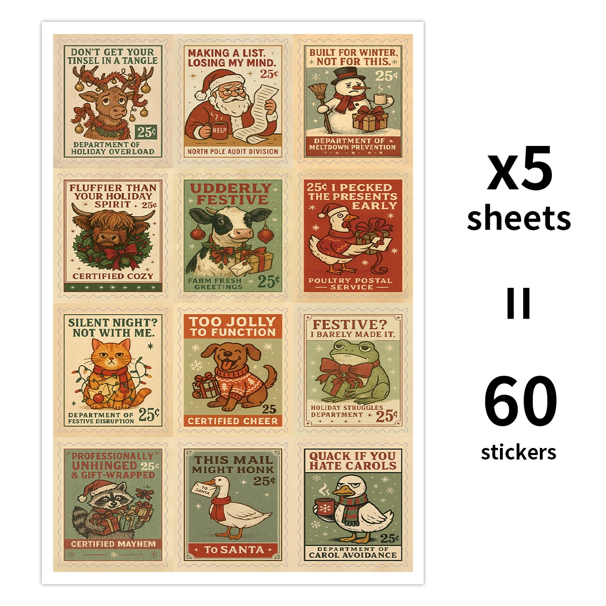 60Pcs/5Sheets Chris… - image