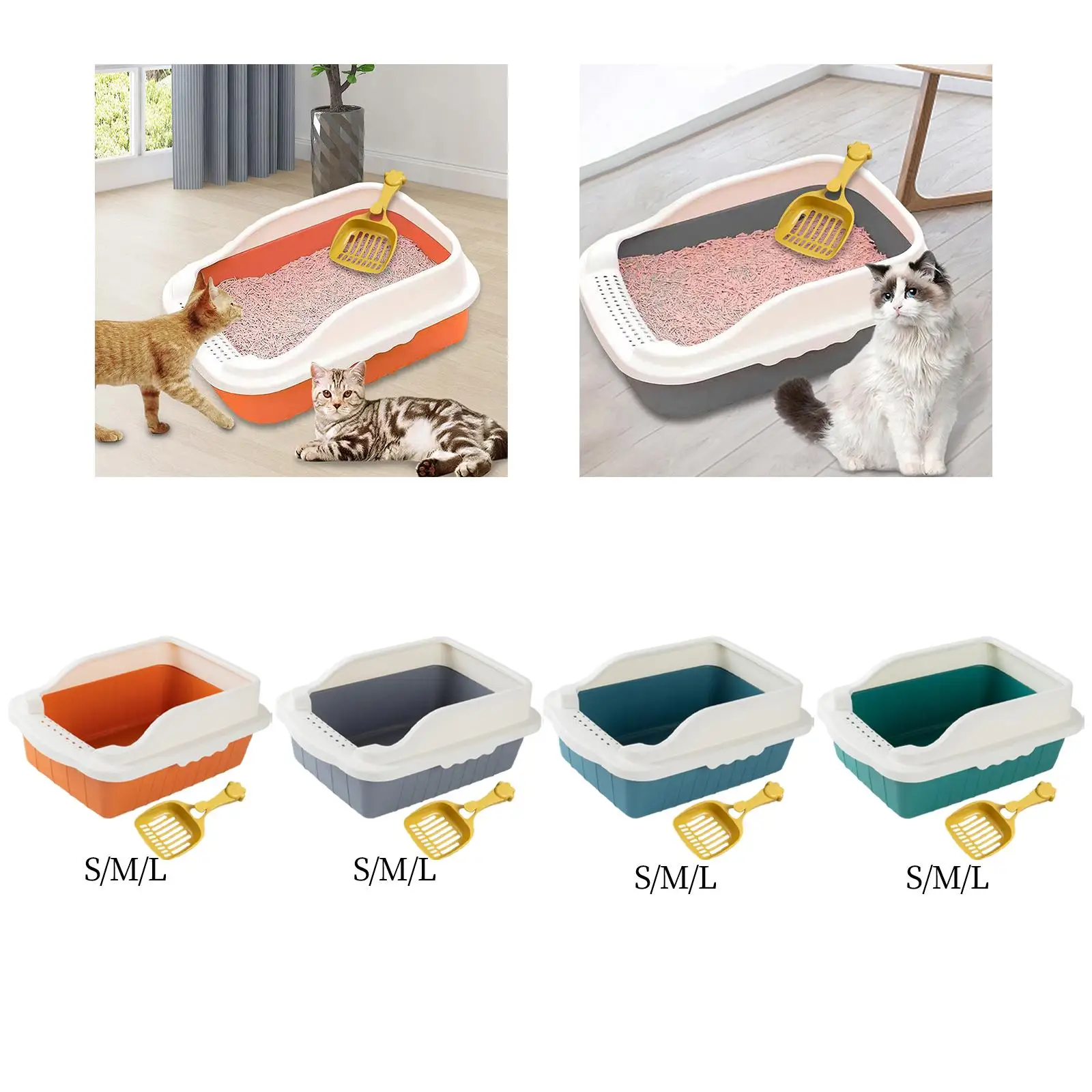 Bac à litière pour animaux de compagnie avec Scooper, bac à litière pour chaton d'intérieur