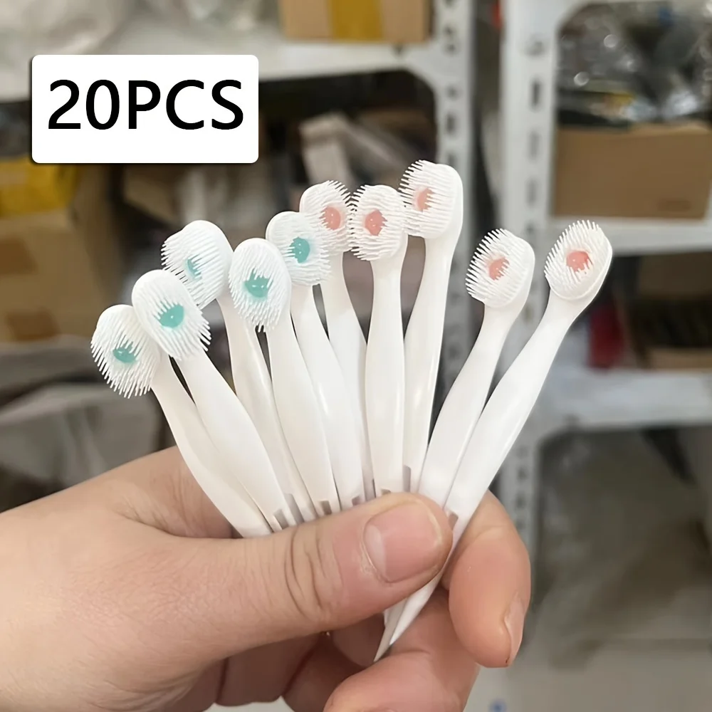 

20 Piece Mint Peach Flavored Beaded Toothbrushes Soft Bristle Alcohol Free Portable Travel Brushes For Adults
