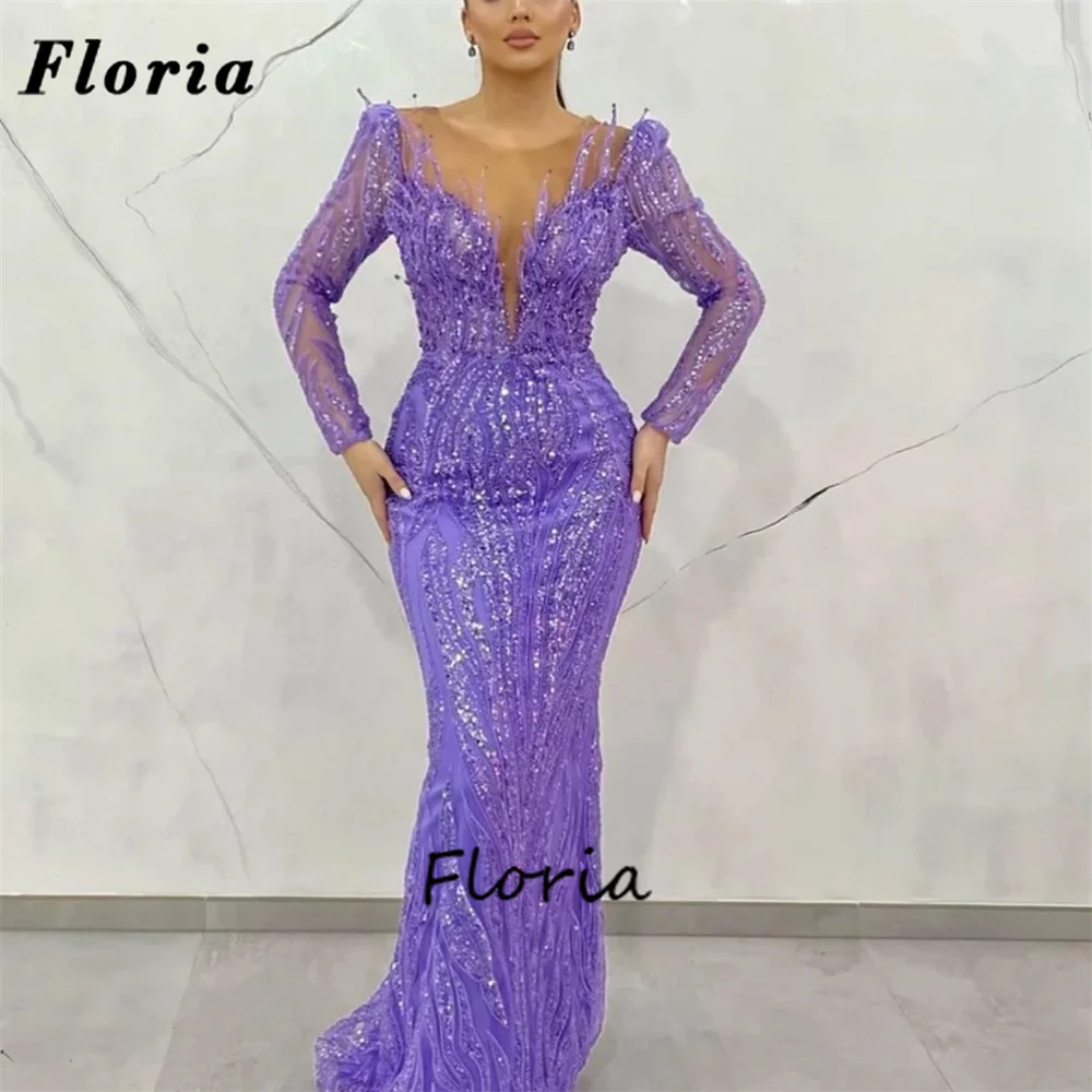 

2024 New Elegant Purple Mermaid Party Dresses Kaftans Dubai Handmade Beaded Prom Gowns Vestidos De Gala Cocktail Evening Dress