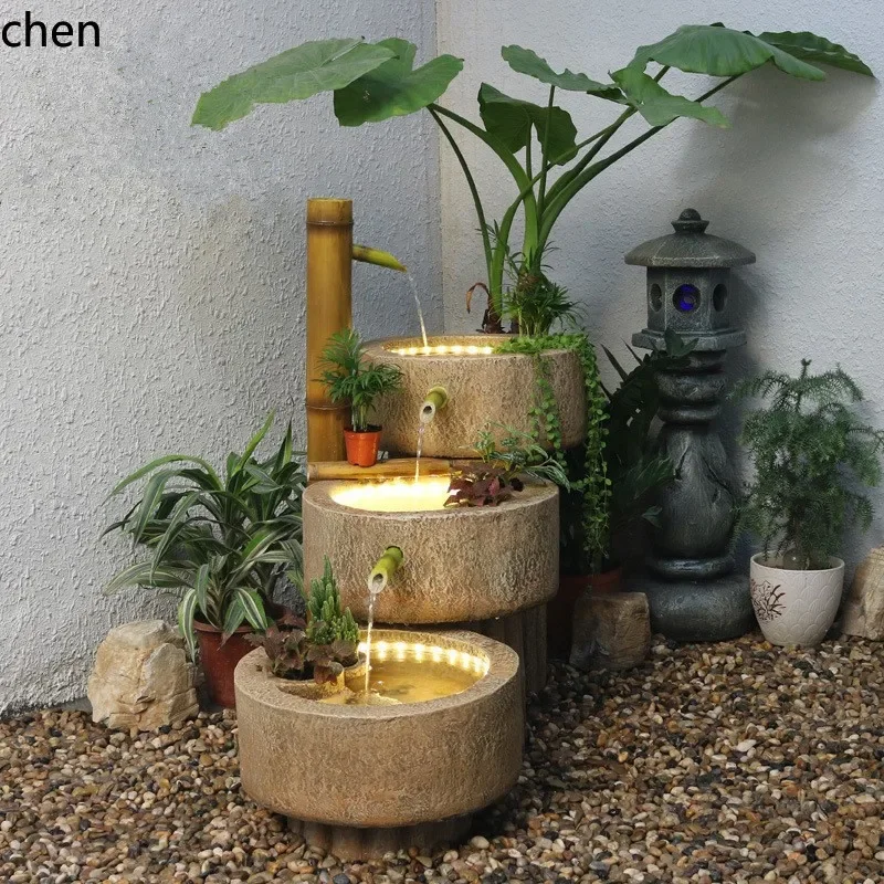 DSA pastoral zen flowing water bamboo fountain ornament balcony courtyard landscape ornament
