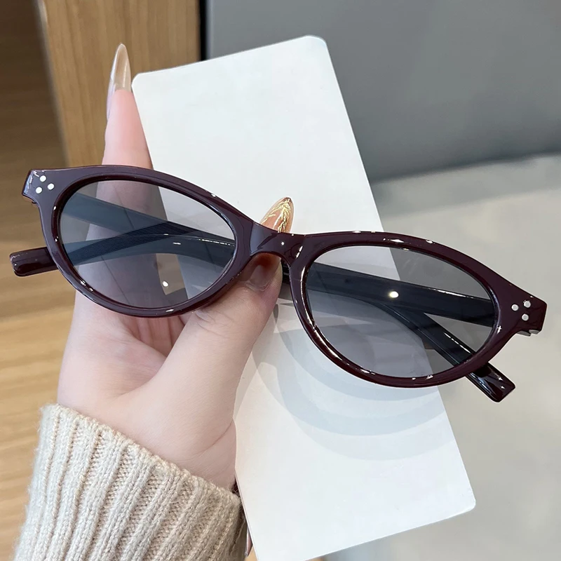 موضة صغيرة البيضاوي نمط برشام النظارات الشمسية النساء العلامة التجارية تصميم متعدد الألوان نظارات شمسية في الهواء الطلق ظلال الإناث UV400 Oculos دي سول #5