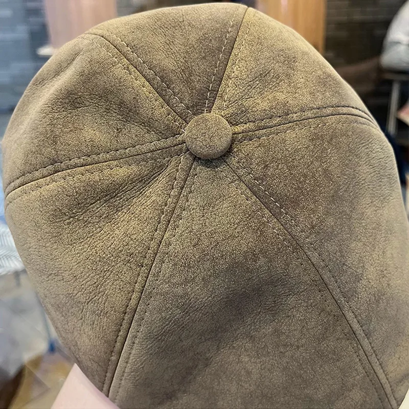 Solid Color Beret Men Women Classic Vintage Newsboy Cap British Retro Painter Hats Winter Autumn Casual Golf Driving Forward Hat image 4