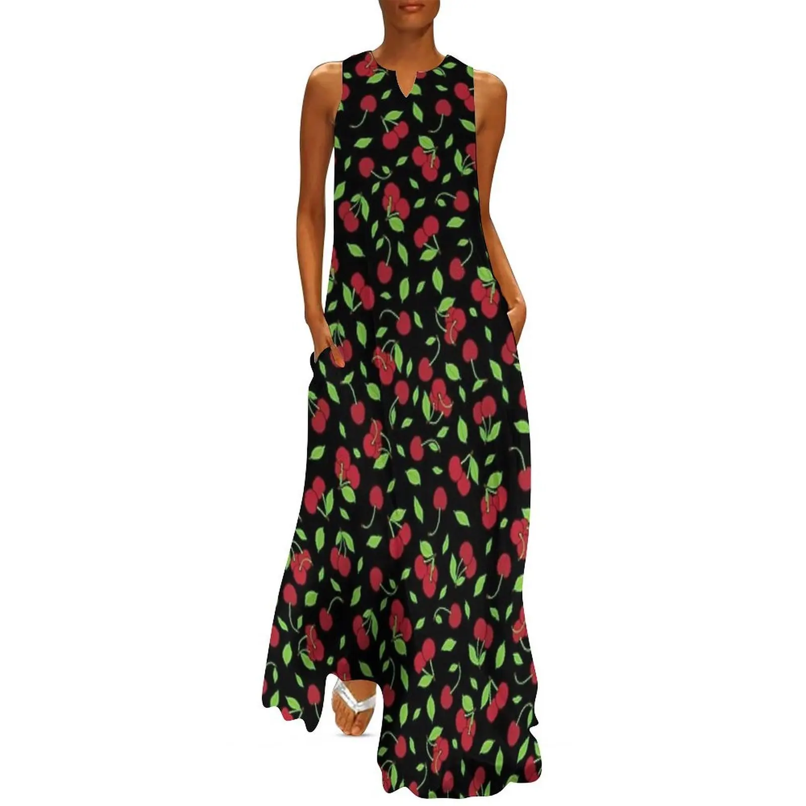 

Cherry Pattern Long Dress ladies dresses for women 2025 dresses korean style dress summer