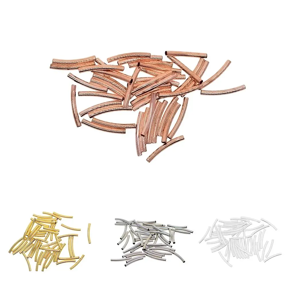 50 قطعة النحاس طويل منحني السلس أنبوب فاصل حبة 25x3 مللي متر DIY بها بنفسك صنع المجوهرات