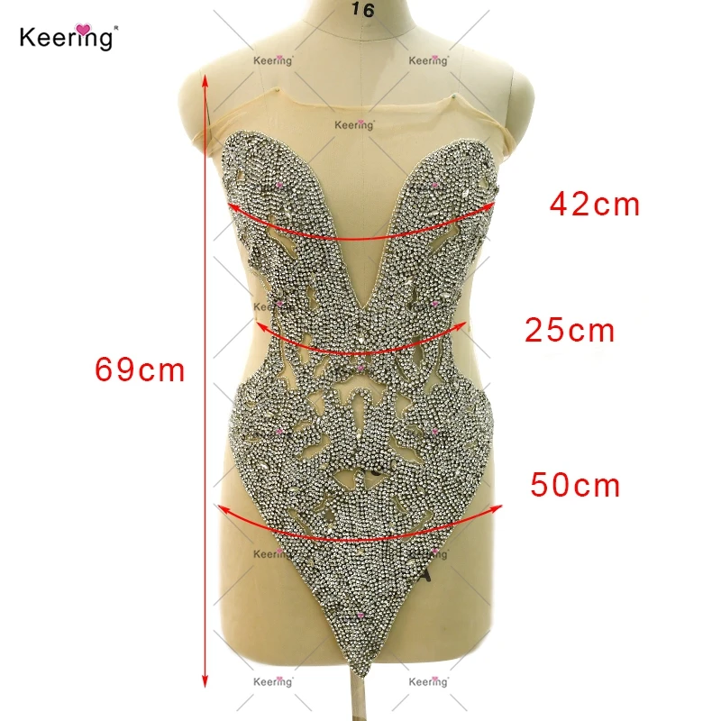 Luxury Silver Rhinestone Body for Prom Dress Shiny Dark V Design WDP-432 Body Shaping Underwear for Women