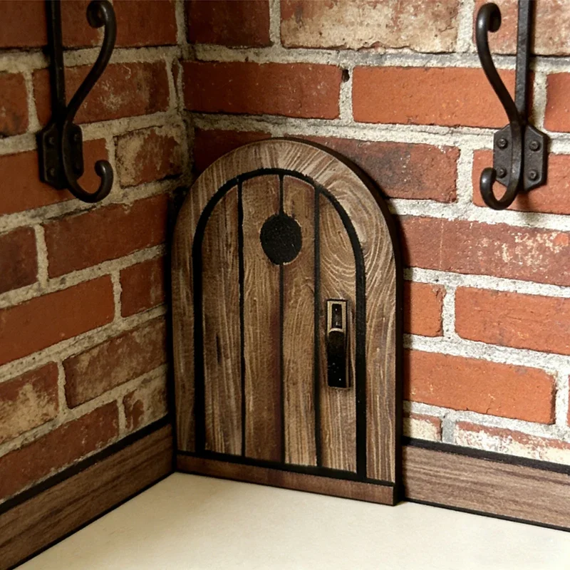 Handgefertigte Holz-Mausloch-Türdekoration – Retro-Stil – Holzmaserung – Wandkunst, einfache Installation, Innen-/Außendekoration für Zuhause – Detail 2