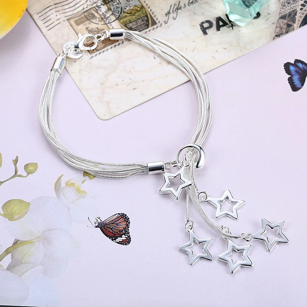Heiße hübsche Quastenkette mit Stern-Anhänger, modisches Armband aus 925er Sterlingsilber für Damen, Hochzeit, Party, Geschenke, klassische Marken, Schmuck