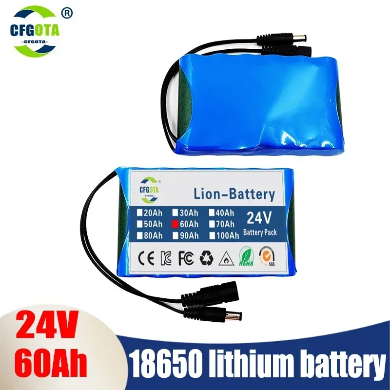 

NEW Portable Super 24V 60000mah Battery Rechargeable Lithium Ion Battery Pack Capacity DC 12.6v 30Ah CCTV Cam Monitor + Charger