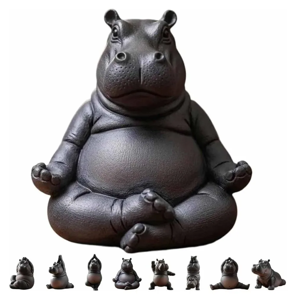 ثلاثية الأبعاد الطباعة اليوغا فرس النهر تمثال فرس النهر تمثال أنماط متعددة فرس النهر الحلي الزخرفية الراتنج البسيطة #2