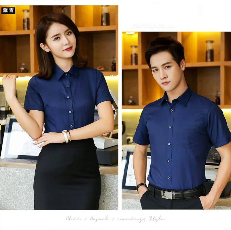 Camisas de negócios masculinas e femininas de algodão, camisetas, roupas profissionais, design de roupas de trabalho, impressão, logotipo bordado