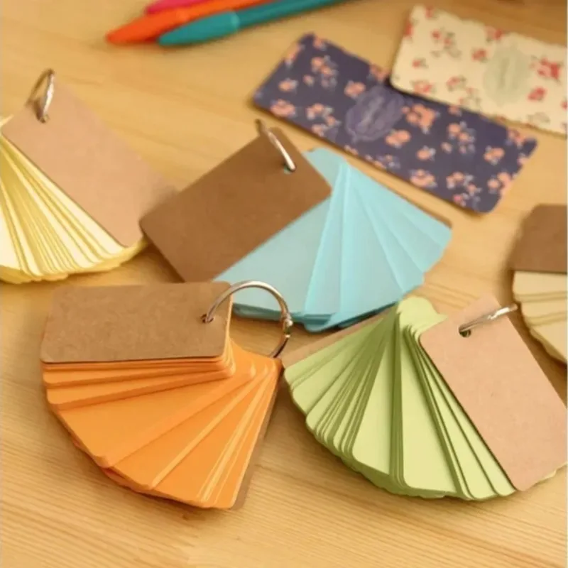 

Portable Buckle Binder Notes Flash Cards Memo Pads DIY Blank Card Stationery Memo Pad Loose Leaf Notes Notepad Word Study