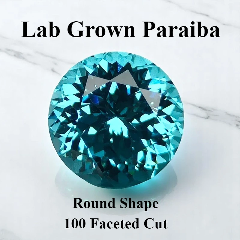 

L-лабораторная выращенная параиба круглой огранки 100, граненая огранка, созданная в лаборатории сапфировым драгоценным камнем, материалы для изготовления ювелирных изделий, сертификат на выбор
