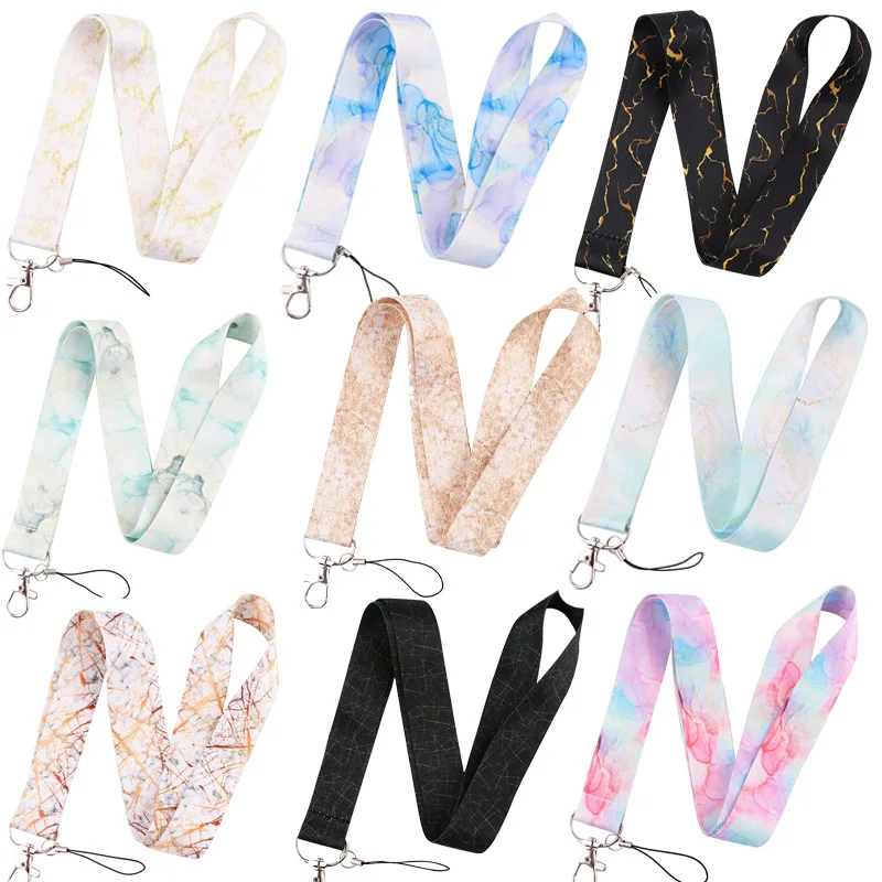 Marmor Druck Neck Strap Schlüsselbund Lanyard Für Schlüssel Frauen ID Abzeichen Halter Keycord DIY Hängen Seil Handy Zubehör – Detail 1