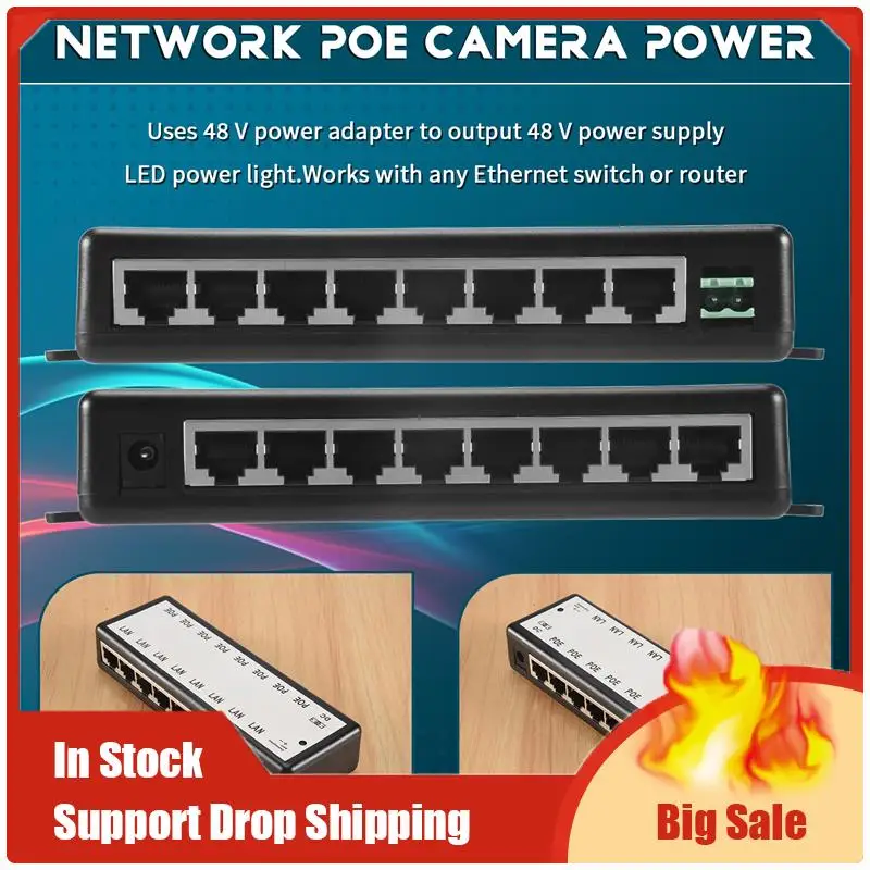 Лучшие предложения 8-портовый Poe-инжектор Poe-сплиттер для сетевой Poe-камеры видеонаблюдения Power Over Ethernet Ieee802.3Af