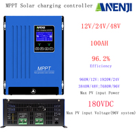 MPPT Solar Charge Controller 100A Battery Charger 12V 24V 48V 96V Auto for Vented Sealed Lead Acid Lithium Battery Solar Panel