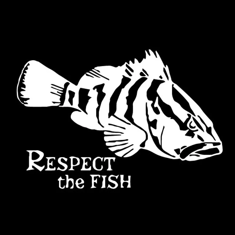 Car Sticker Respect Yuyu Foreign Fish Sea Ocean Art PVC Car Decoration Accessories Decal Creative Black/White,16cm*11cm