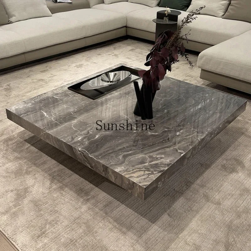 

Luxury stone high-end living room household small apartment square coffee table combination TV cabinet FT