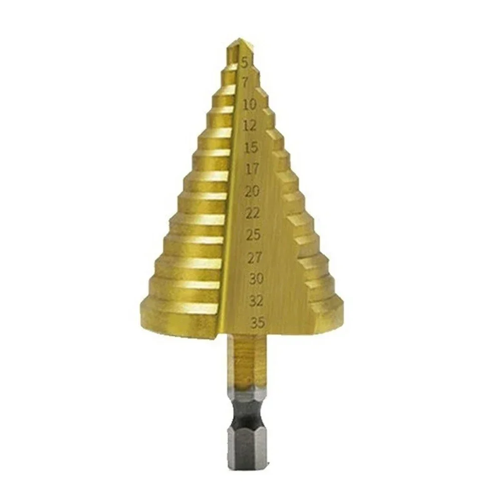 1Pc Step Core Drill Bit 5-35mm HSS Titanium 13 Steps Multiple Spiral Grooved Bits For Hole Cone Punching Power Tool Parts