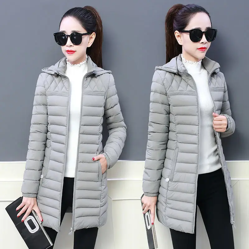 Winter Women\'s Hooded Clothing Parka Cotton Jacket Middle-aged Female Slim Coat Mother Warm Mid Long Outwear Comfort Casual Tops