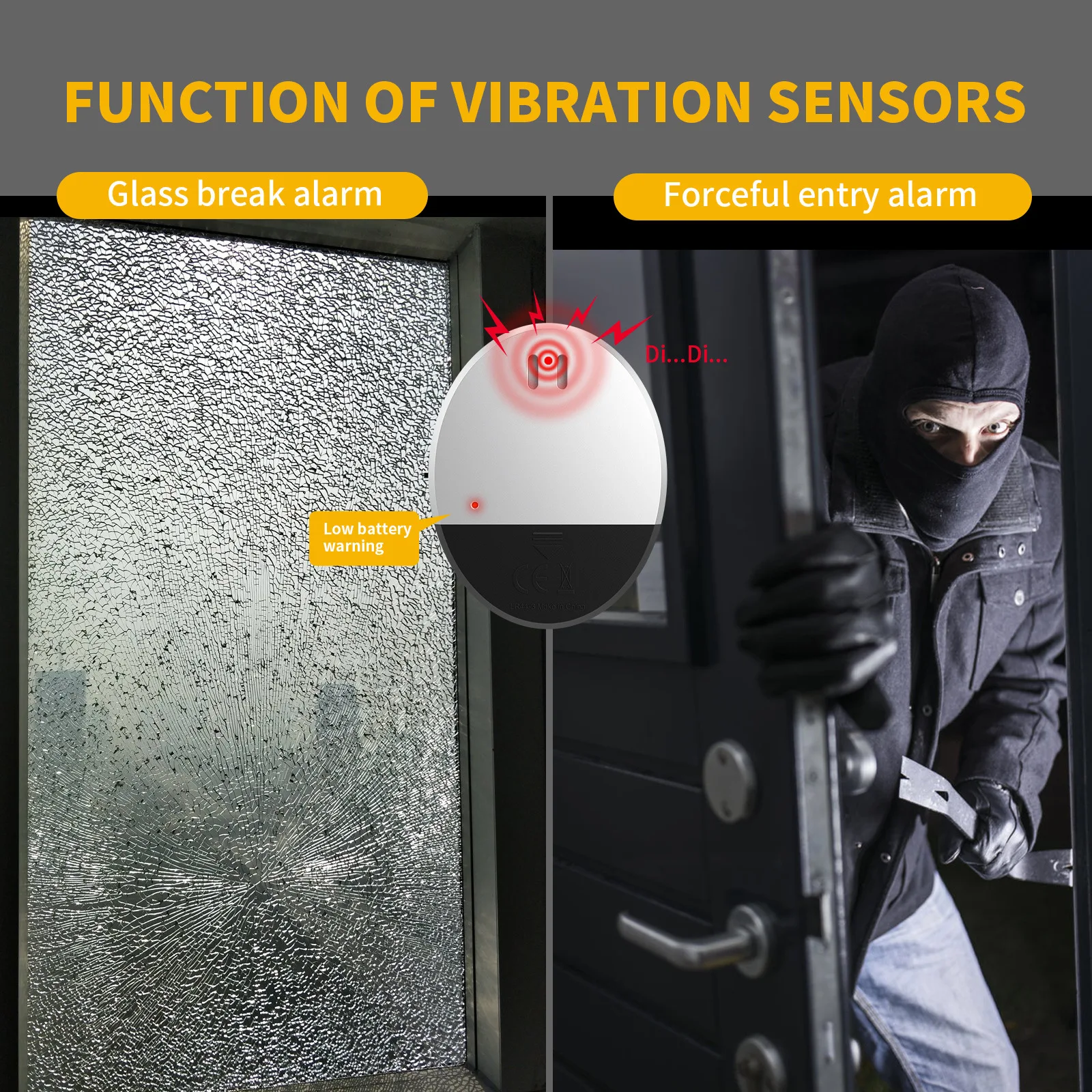 Door Window Vibration Trigger Alarm Ultra-thin Design, Anti-theft Alert for Household and Hotel Use