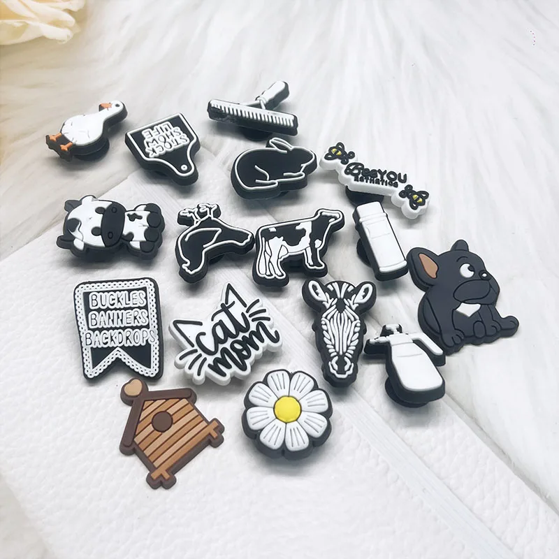 Sale 1-16pcs PVC Farm Tools Shoe Charms Sports  Slipper Accessories Garden Small animals Shoes Buckle Ornament For Party favors