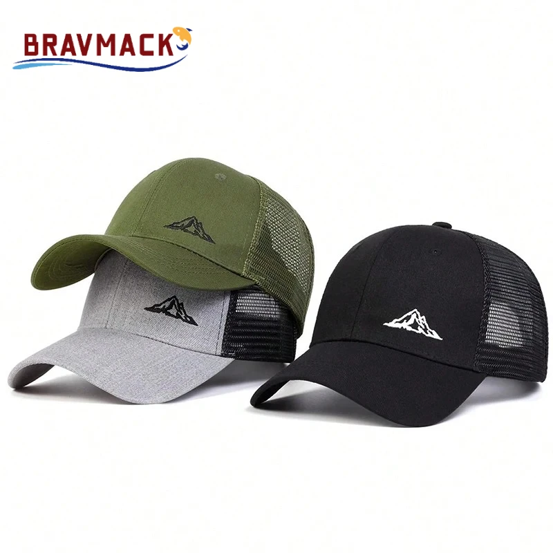 Spring Summer Net Baseball Cap Unisex Mountain Range Embroidery Hat Adjustable Outdoor Sunscreen Caps
