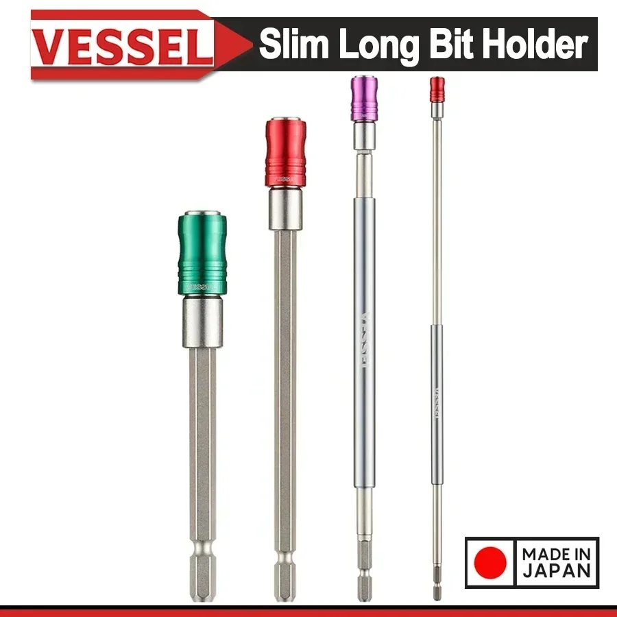 Genuine Vessel Slim Long Bit Holder Compatible With Electric Tools 100/150/200/250/350/450/600mm DXH EXH Series