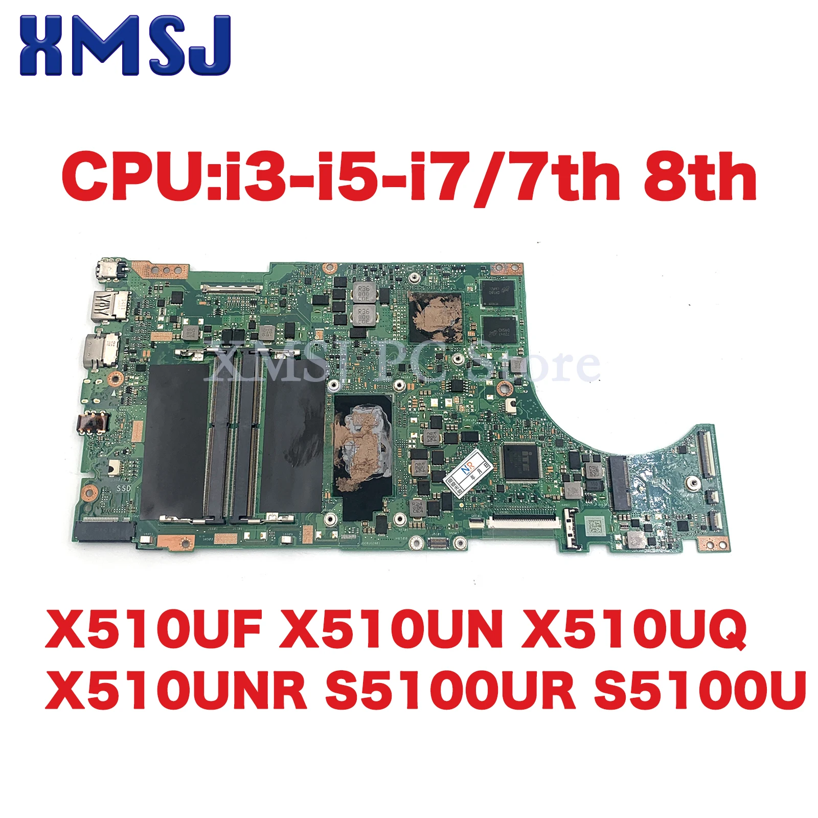 

For X510UF X510UN X510UQ X510UNR S5100UR S5100U Laptop Motherboard W/I3 I5 I7-6th/7th 930MX/940MX/MX150 100% Test Mainboard