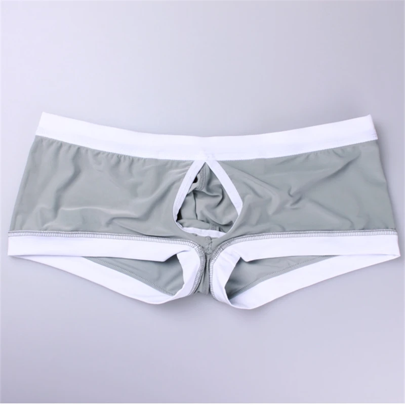 Aibc Separatec Herren-Boxershorts mit Tasche, offener Schritt, sexy nahtlose Unterwäsche, niedriger Bund, Dessous