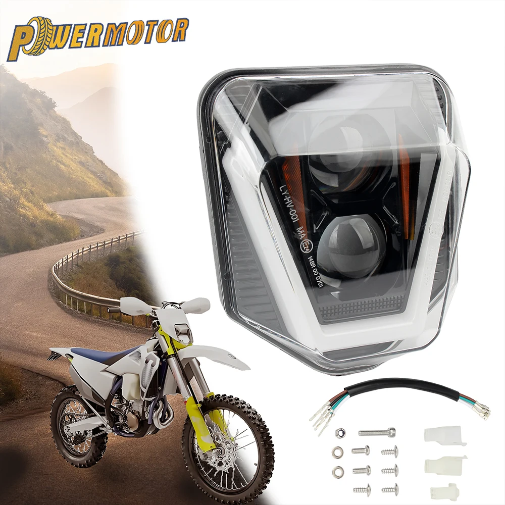 

E24 Motorcycle LED Headlight High Low Beam E-Mark For Husqvarna TE FE TC FC FE501S 450 350 250I 701 Supermotor Dirt Bike