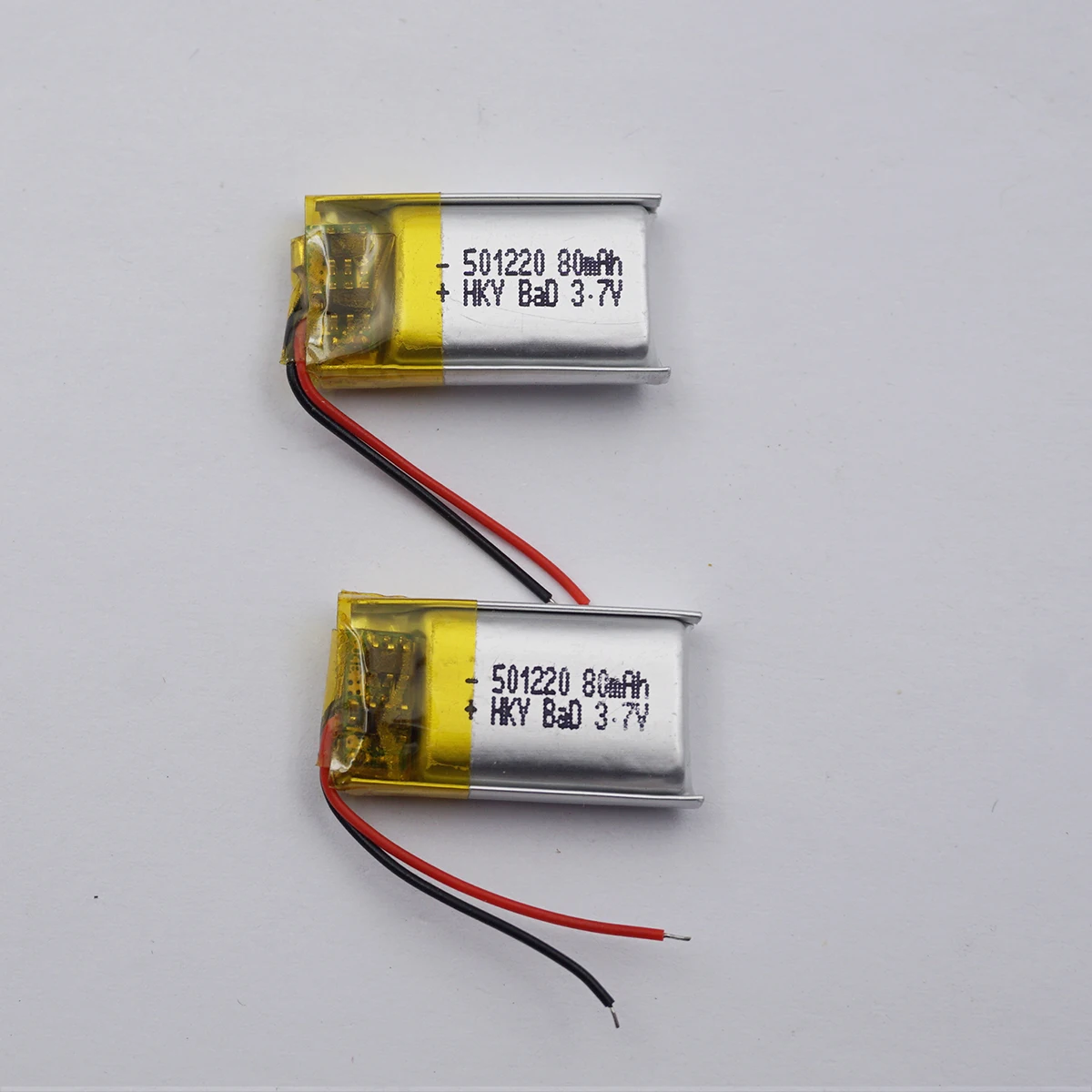 2pcs 3.7V 80mAh 0.296Wh Polymer Li Lithium Battery 501220 Lipo For Bluetooth Speaker Headphones GPS Sat Nav Driving Recorder Mp3