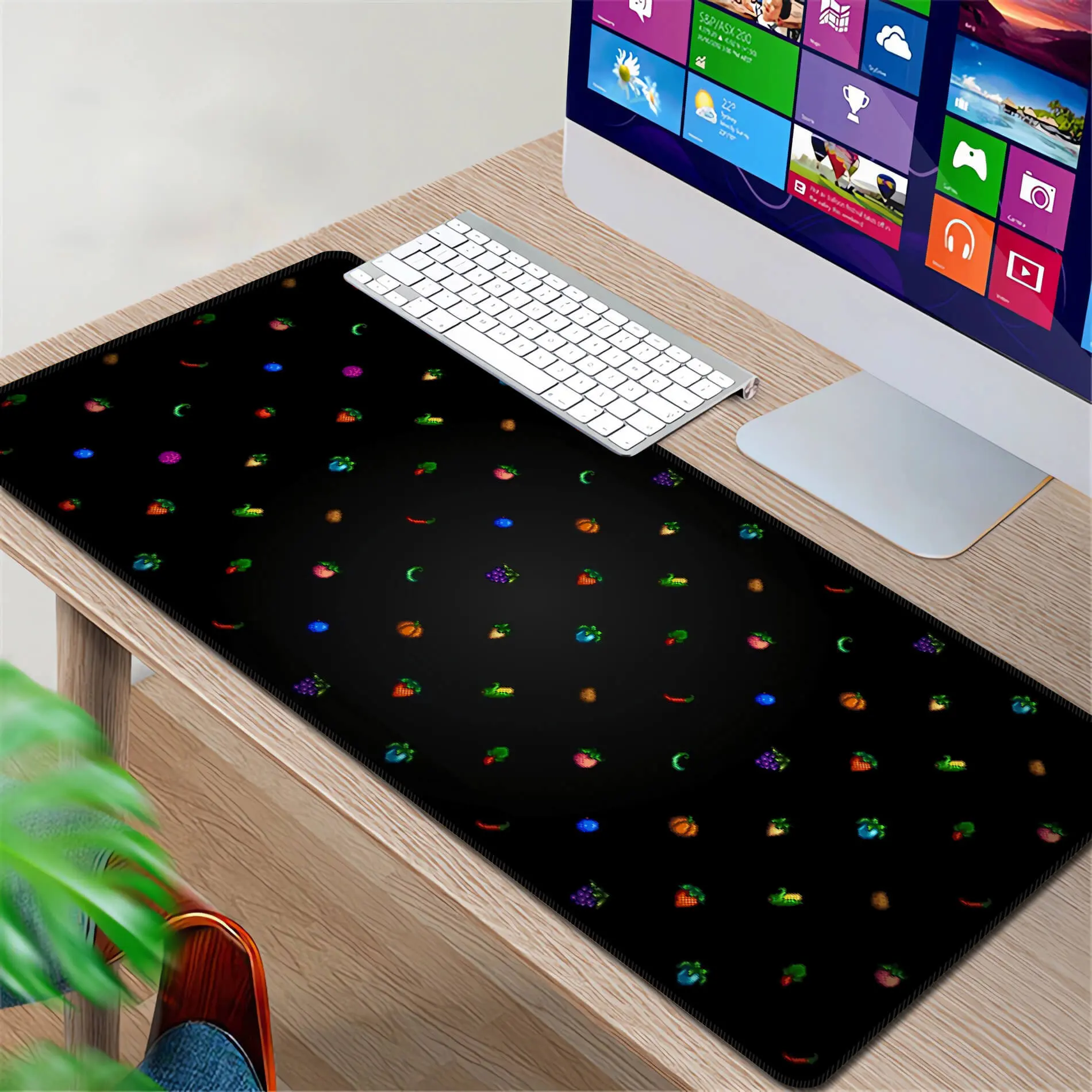 Digital Valley Desk Mat, Stardew Gaming Mouse Pad, Vintage Gamer Desk Mat, Retrowave Desk Decor, Computer Mat with Keyboard