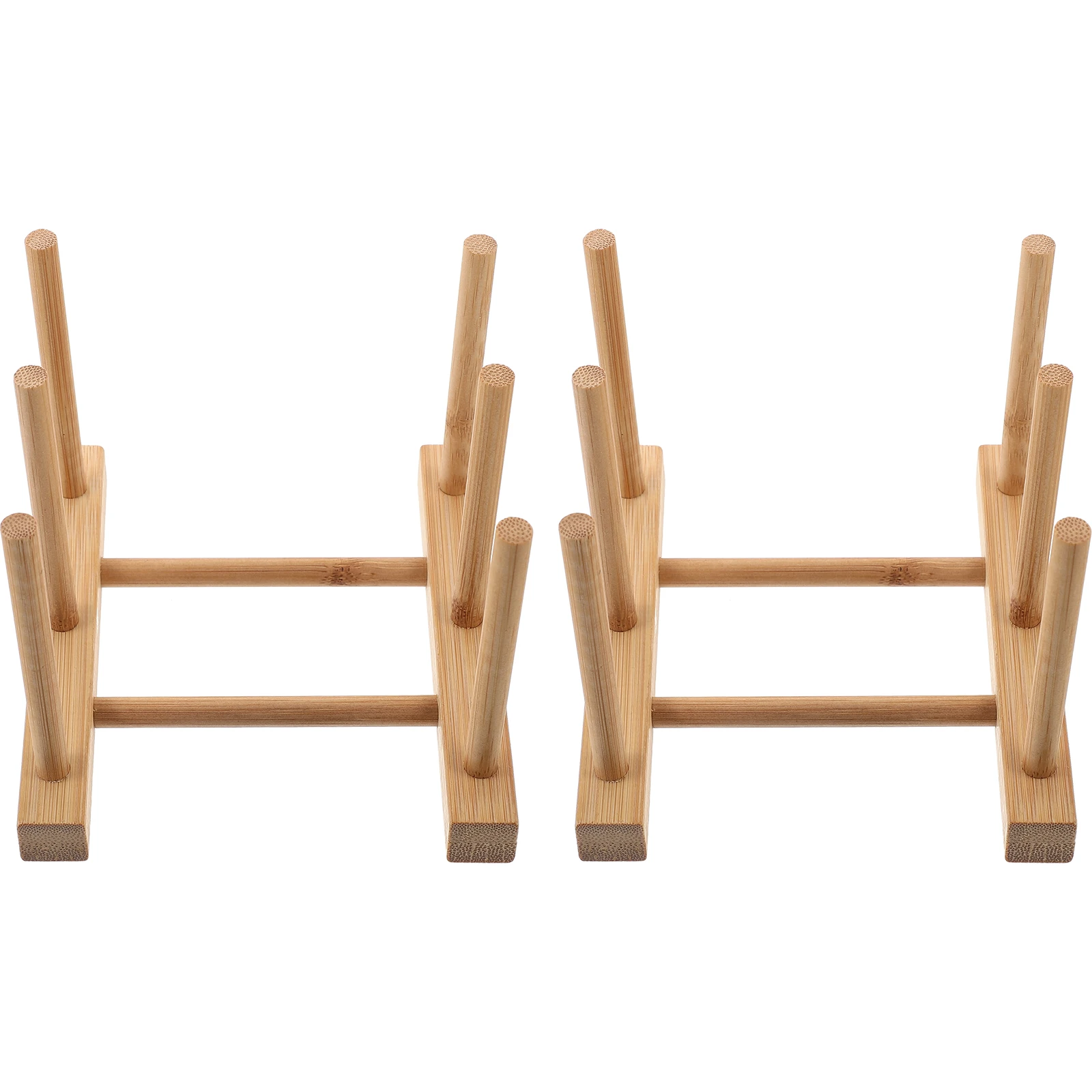 

2Pcs Cup Plate Organizer Drying Rack Coffee Mug Stand Drainer Sturdy Bottle Drying Organizer Bamboo Kitchen Storage Solution