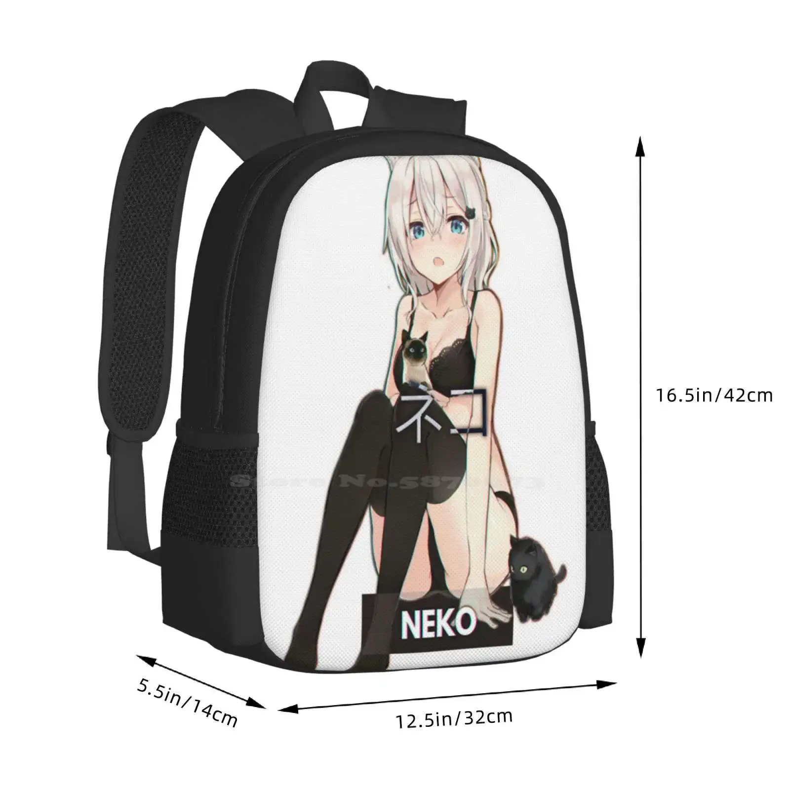 Neko-Rgb Anime Mochilas Escolares para Adolescentes, Laptop Sacos de Viagem, Waifu, Laifu, Oppai, Edgy, Split, 2017 Rem, Best Girl