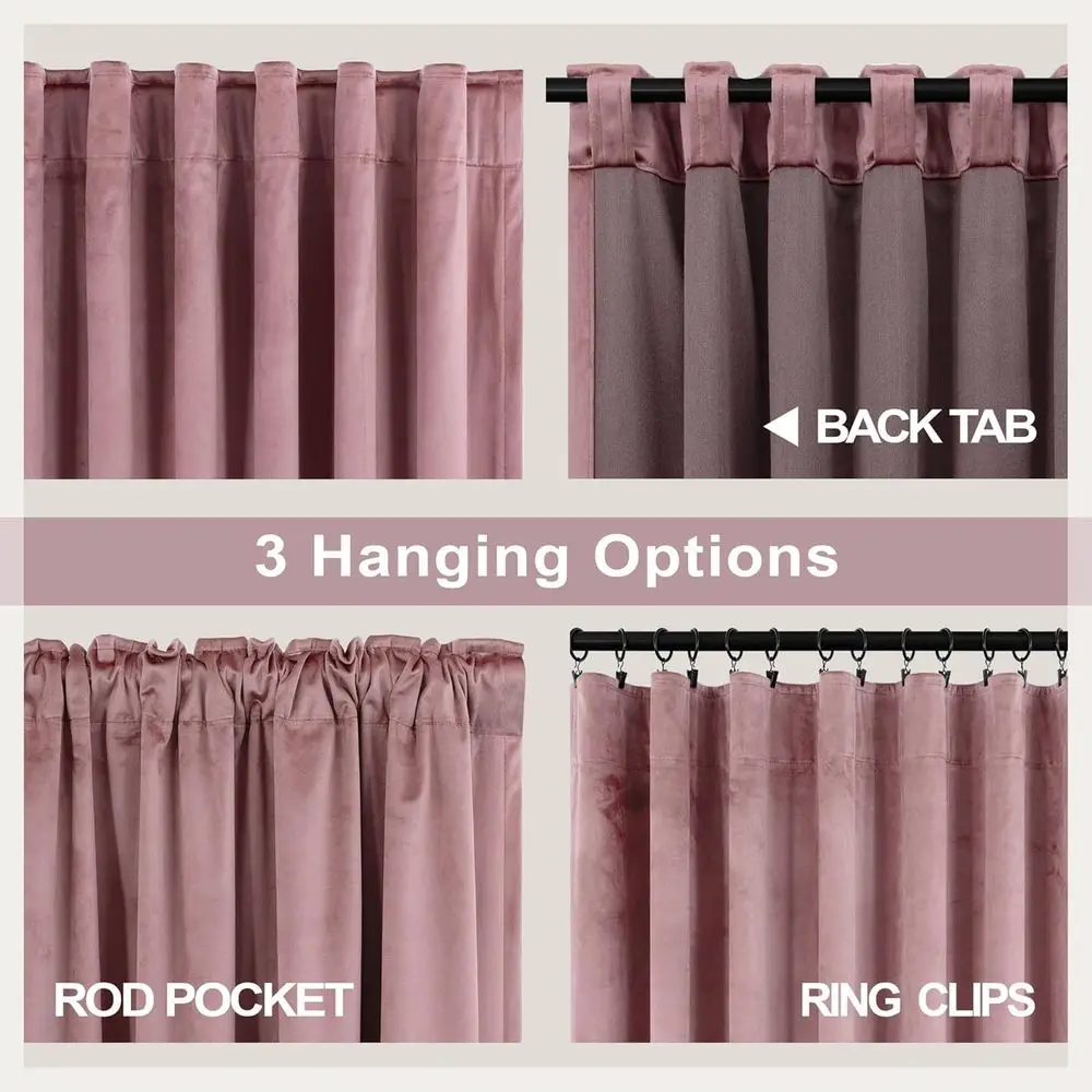 ستائر مخملية فاخرة باللون الوردي المغبر، 84 طويلة، لوحتين، مطوية، معزولة، لغرفة نوم البنات وغرفة المعيشة