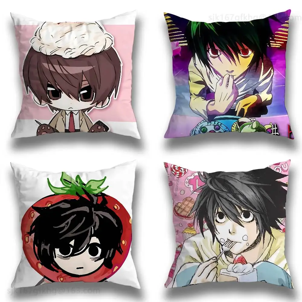 Anime D-Death Note Pillow Case Sofa Living Room Bedroom Headboard Backrest Cushion Square Cushion Nap Time