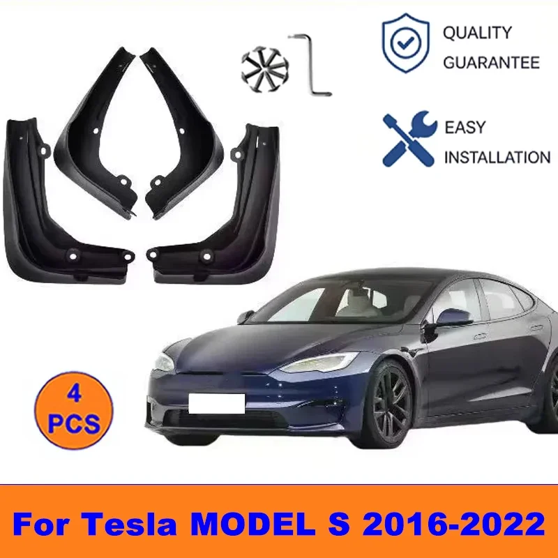 

4Pcs Mud Flaps For Tesla MODEL S 2016-2022 - Splash Guards Front&Rear Wheel Fender Mudguards Car Exterior Protection Accessories