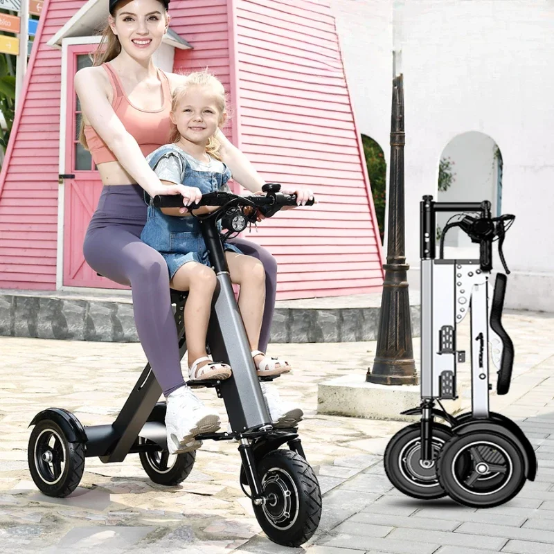 Folding electric car parent-child portable car female small light mini with baby three-wheeled scooter 1