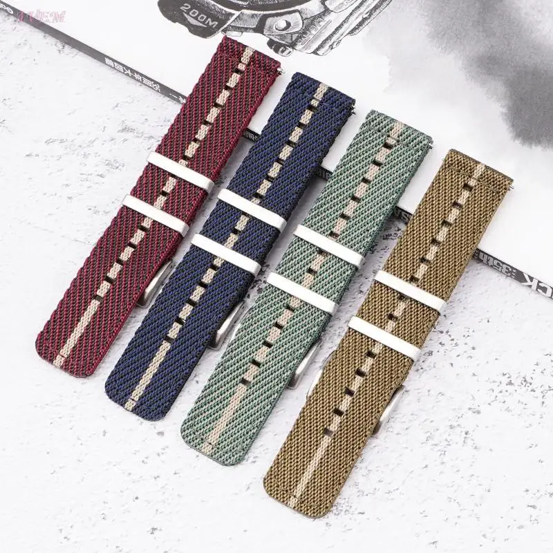 Nylon Canvas Strap 18mm 20mm 22mm 24mm Watch Band Stainless Steel Metal Buckle Hoop Men Women Woven Quick Release Wrist Bracelet