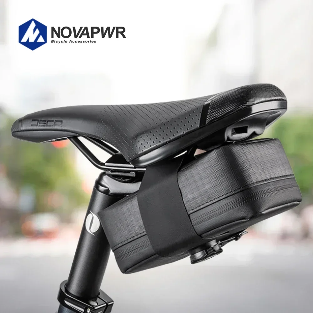 

PU Bike Seat Bag Bike Saddle Bag Large Capacity Strap-On Bike Pouch Waterproof Multi-compartments Cycling Accessories