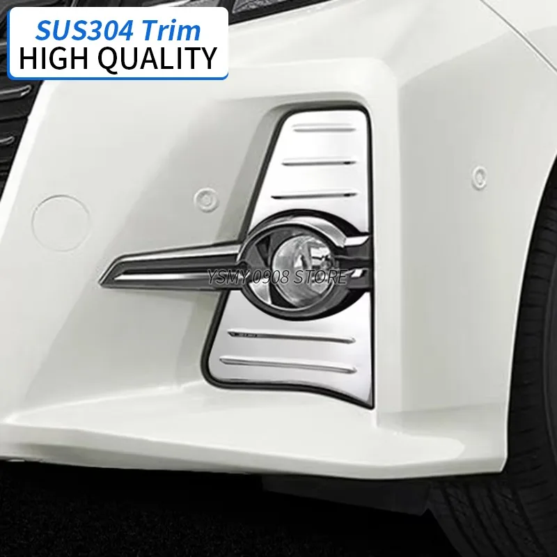 

1PCS Car Accessories Decoration Stainless Steel Front Fog Light Trim Lamp Cover for Toyota Alphard 30 2015 2016-