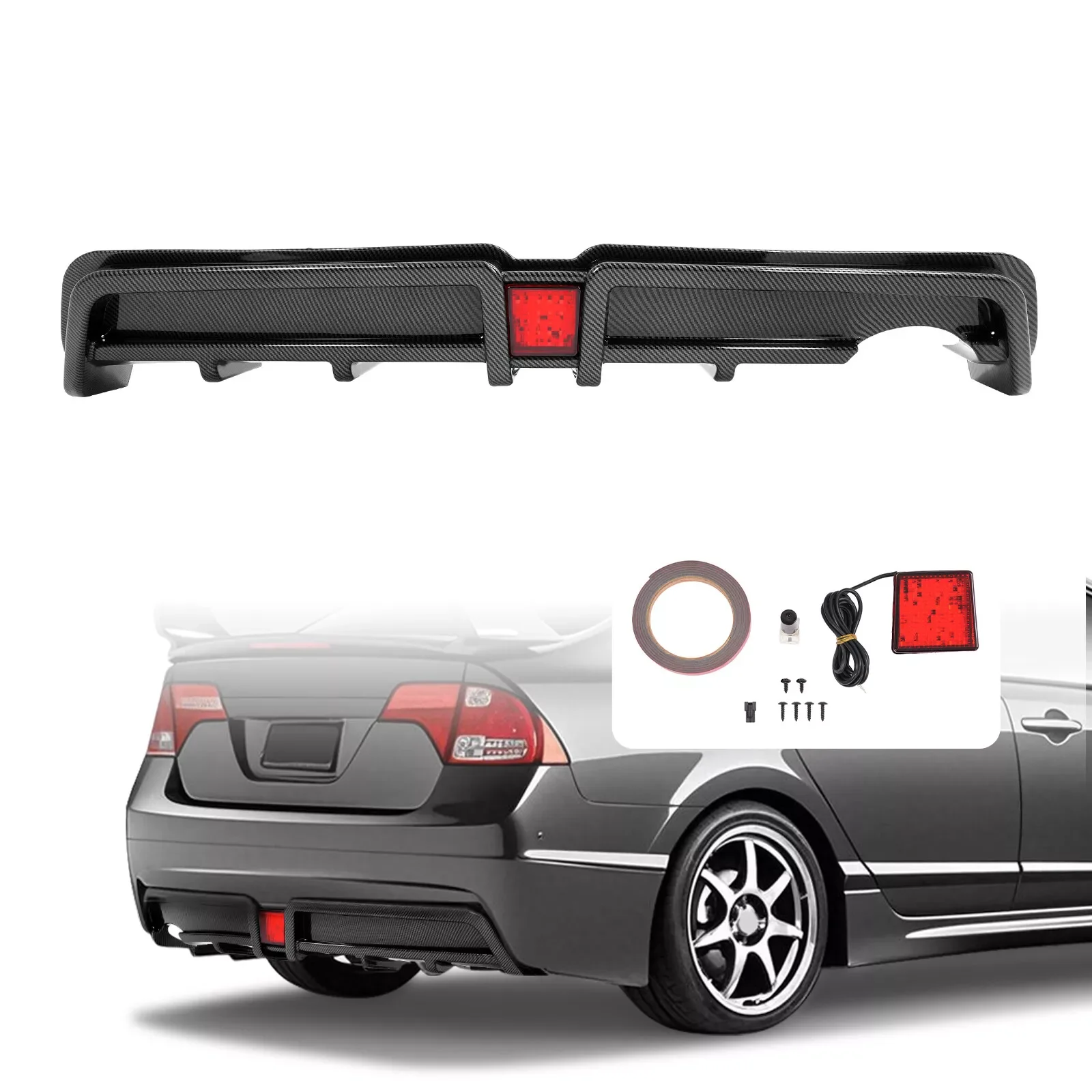 

Rear Bumper Diffuser W/LED for 2006-2011 Mugen RR Carbon Fiber Style