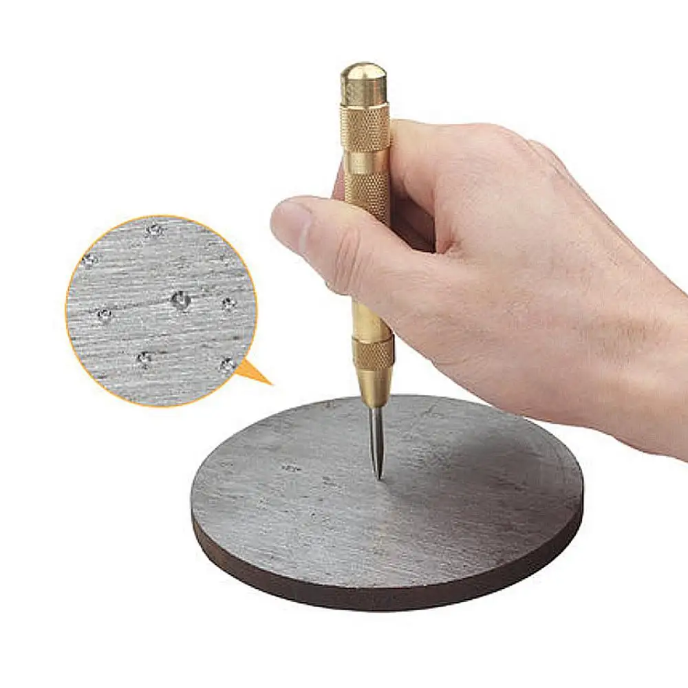 Pino central automático, ferramenta multifuncional de 5 polegadas com mola para marcação de indentação em madeira