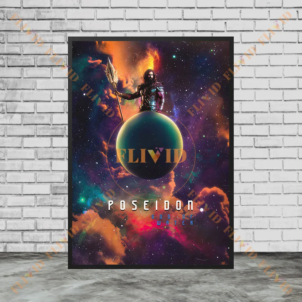 Greek Gods Galaxy Sci-fi Canvas Print,Fantasy & Greek Myth Wall Art,Cosmic Greek Gods Art Poster And Print Home Decor Unframed