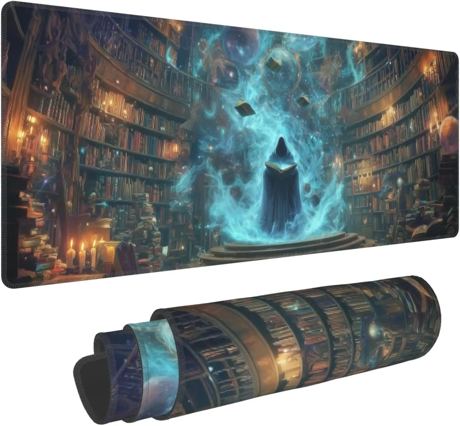 Witch-Themed Extended Gaming Mouse Pad with Stitched Edges – XL Large Desk Mat for Gamers and Home Office