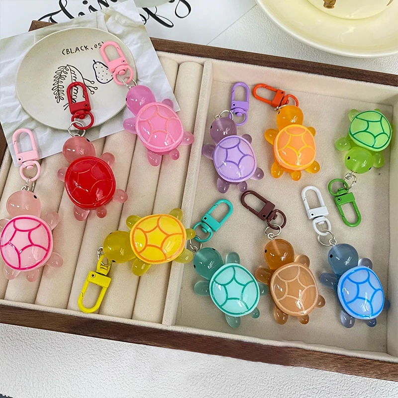 Colorful Luminous Turtle Keychain Glow In The Dark Tortoise Keyring for Women Girls Charm Bag Pendant Car Key Holder Friend Gift